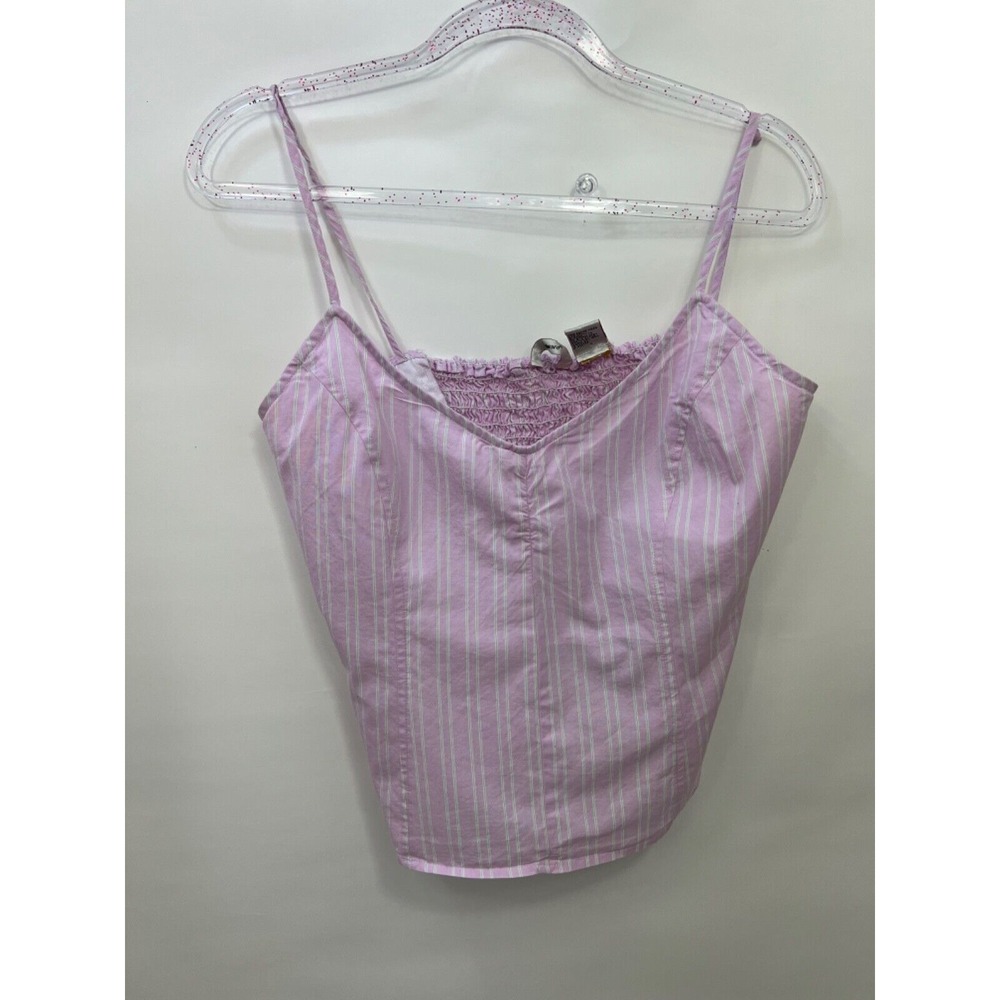 Edward Camisole Spaghetti Strap Boho Pink Tank Stripe V Neck Womens Size L